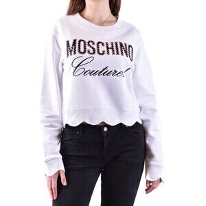 Moschino Cropped White Sweatshirt With Scalloped Hem - NWT